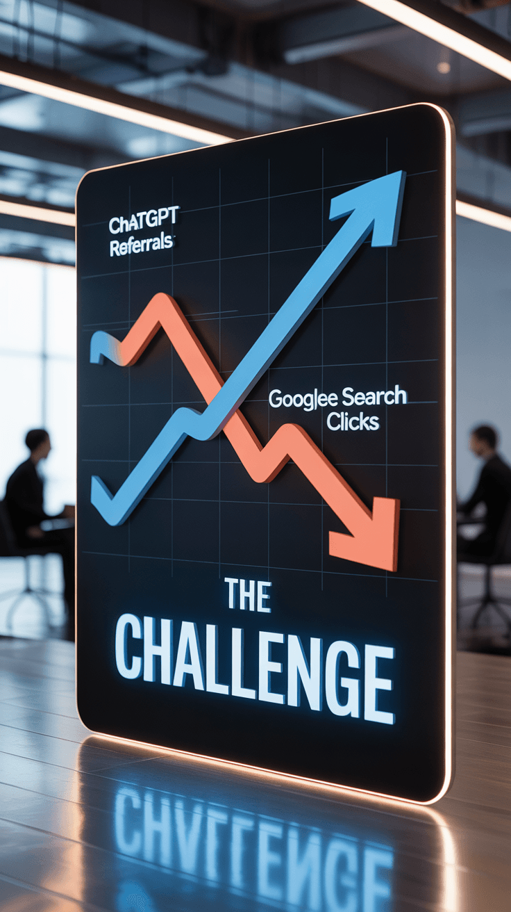 ChatGPTからニュースサイトへのリファラル（紹介流入）は急増しているものの、Google検索のクリック減少を補うには至っていない